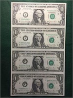 4- 1981-A Uncut $1 Bills