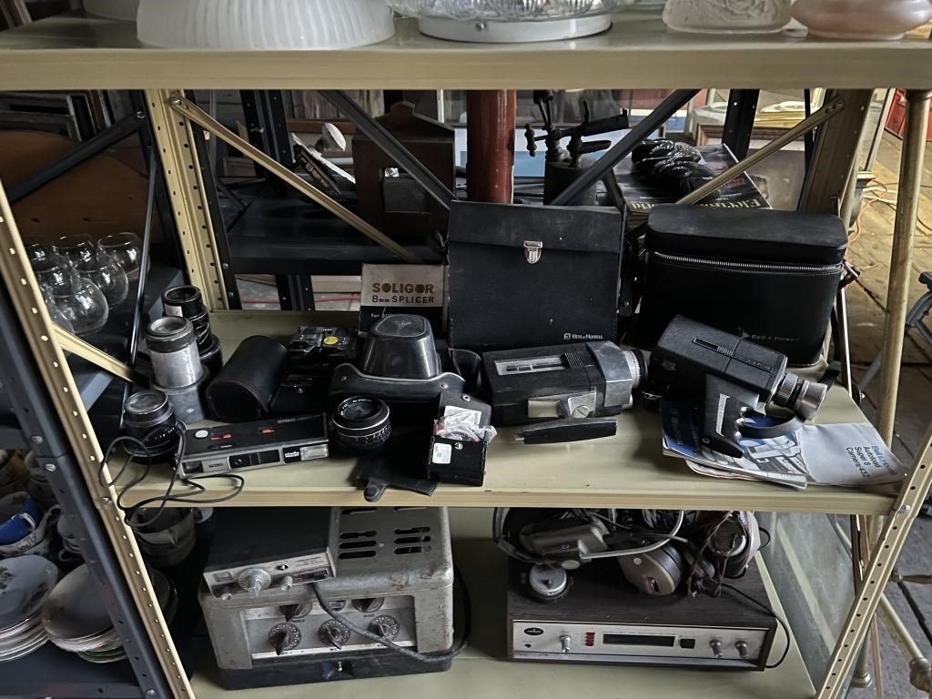 Shelf of Cameras, Lenses and Movie Cameras etc.