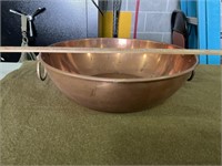 Very large copper bowl with side handles