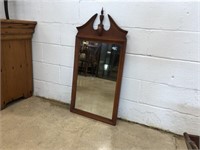 Wooden Framed Mirror with Broken Arch Pennant