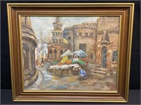 Original Oil on Canvas Market Scene Egypt ?