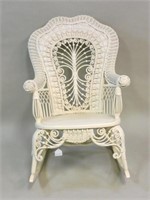 Victorian wicker shell back rocking chair,
