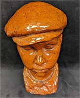 Hand Sculpted Clay Boy Head With Cap