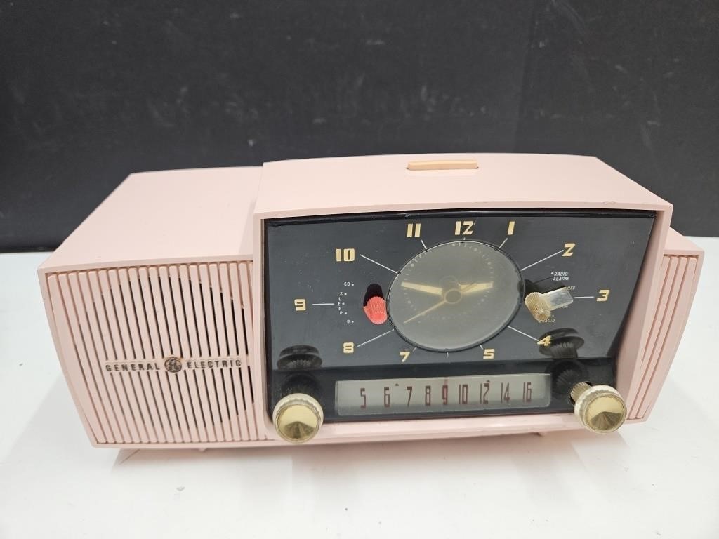 1950'S Pink GE Working Radio, Alarm Clock