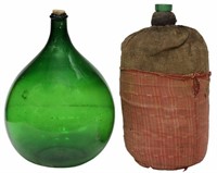 (2) LARGE FRENCH GREEN GLASS CARBOYS