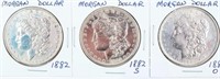 Coin 3 Morgan Silver Dollars 1882, 1882-S & 1883-O