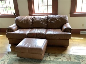 Sealy Leather Sofa & Ottoman