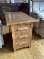 Oak 3 Drawer Side Table