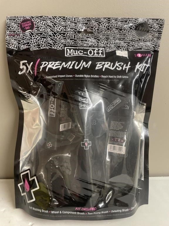 Bag of Muc-Off 5X Premium Brush Kit. MSRP $57.