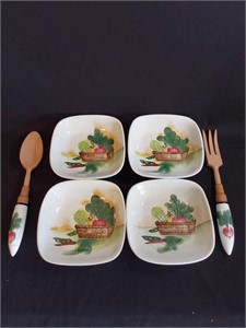 Salad Serving Bowl with 4 Bowl