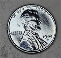 1943 d BU WWII Steel Cent