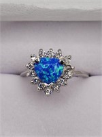 Australian Blue Opal Sterling Ring Sz 7.5
Ring