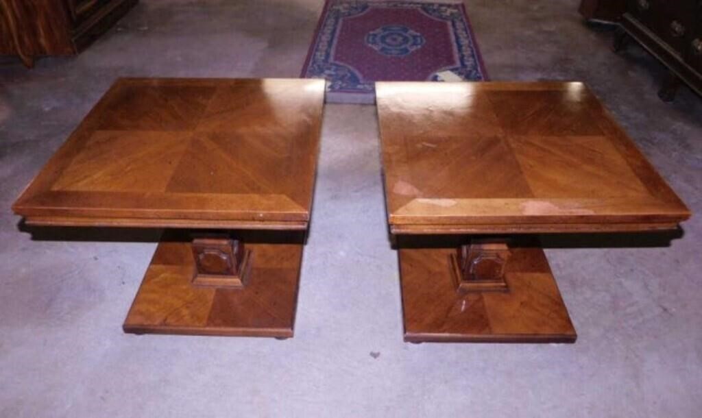 Pair of Mid Century end tables, 19" sq. x 16.5"