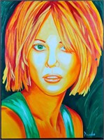 Original Acrylic On Canvas Woman's Face by Picano