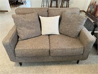 Mid-Century-Style Wool Upholstered Love Seat