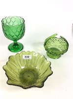 Green Vintage  Glass Dishes