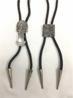 Two Peruvian Sterling Silver Bolo Ties