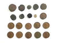 Pounded Coins & 11 Wheat Back Cents