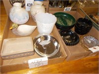 Many Ash Trays, Pottery Vases, SS Mini Pie Tins