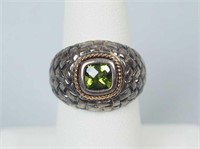 14K Gold & Sterling & Peridot Ring