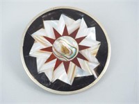 Brass Buckle w/Mother of Pearl, Shell & Wood Inlay