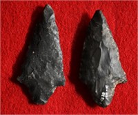 2 Obsidian Gatecliff Arrowheads Longest is 2 3/4"