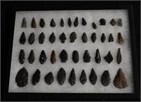 Frame of 42 Arrowheads Longest is 2 1/2"  Found by