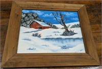 Framed oil on canvas signed HOD untitled winter
