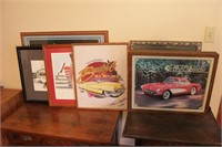 Group of 6 Framed Automotive Wall Hangings