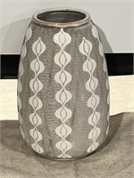 Large 14" Spiral Design Pot Grey and White