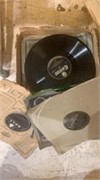 Box lot of antique records, including records by