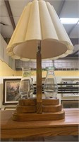 Handmade triple light table lamp, with the shade,