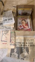 Box lot of vintage magazines, and newspapers