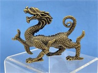 Vintage Brass Dragon Statue