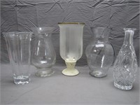 5 Assorted Glass Flower Vases