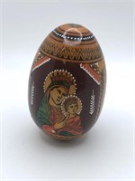 Old Russian Wood Easter Egg Hand Painted