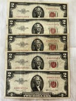 5 1953B $2 Notes