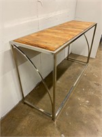 Chrome Base Wood Top Wall Table