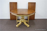 Vintage Oak Octagon Pedestal Dining Table