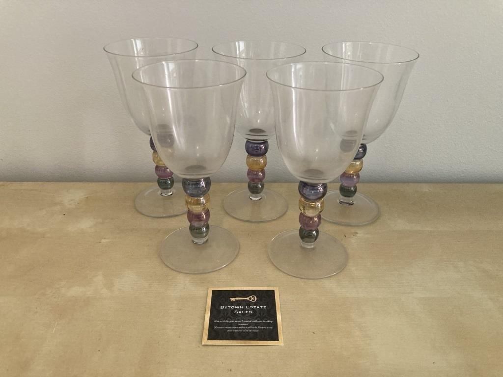 Coloured Ball Stem Glass Wine Glasses