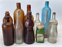 12 Vintage and Antique Glass Bottles (Tallest