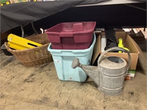 Laundry Basket, Storage Totes, Garden Tools.