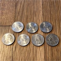 (7) Mixed Washington Quarter Coins Nice Condition