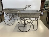 2X MINIATURE GARDEN ART WHEELBARROW