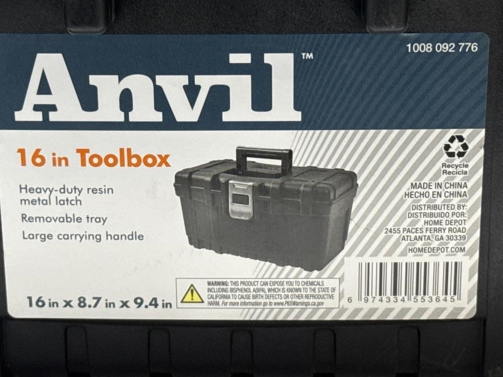 $24.00 Anvil Black Plastic Tool Box 16 in X 8.7