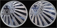 (2) 1 OZ .999 SILVER SCOTTSDALE MINT ROUNDS