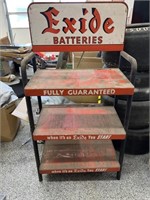 Vintage EXIDE batteries advertising sign rack
