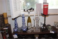 Glass & Iron Candlesticks Lot