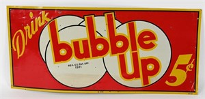 DRINK BUBBLE UP EMBOSSED TIN SIGN