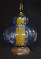 Vintage Convex Glass Blue Glass Lamp